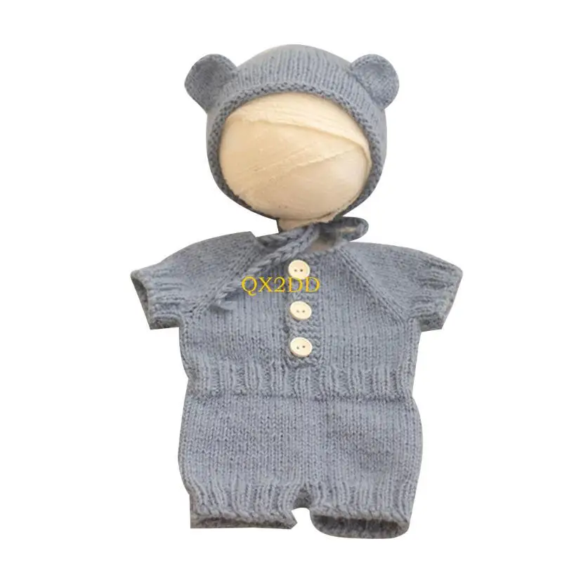 QX2D Conjunto disfraz oso recién nacido, ropa bebé, traje recién nacido para fotos para niños y niñas - imagen 3