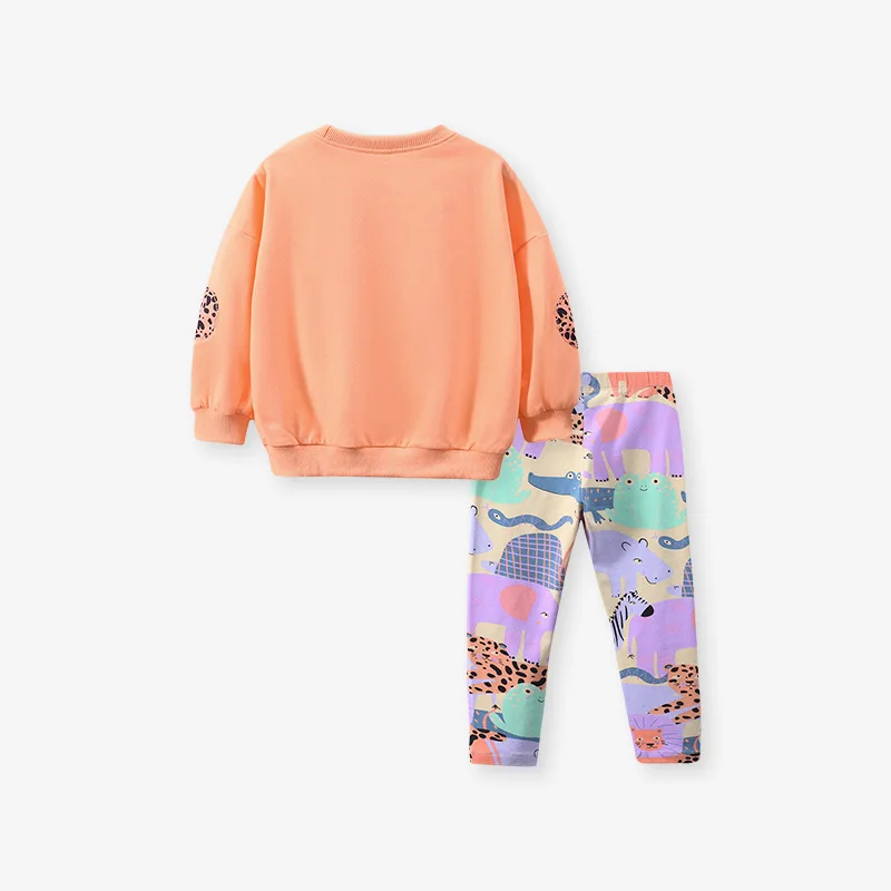 Traje de suéter para niñas, ropa de primavera y otoño, lindo oso bordado, Tops de manga larga, Pantalones estampados, 2 conjuntos, tendencia infantil - imagen 2