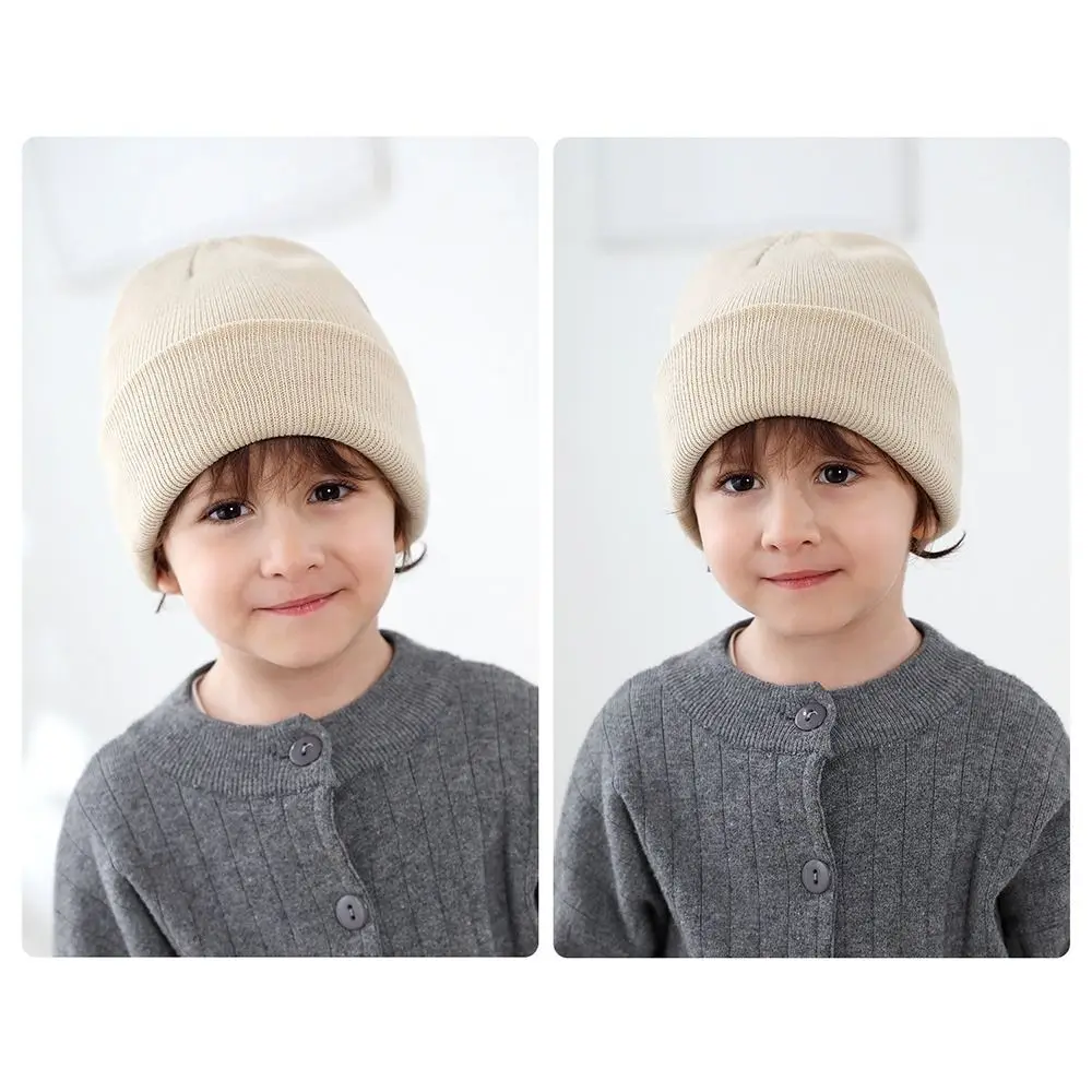 Gorro de invierno liso para niños de 2 a 6 años, gorros cálidos de punto suave, gorros de esquí para niños y niñas - imagen 4