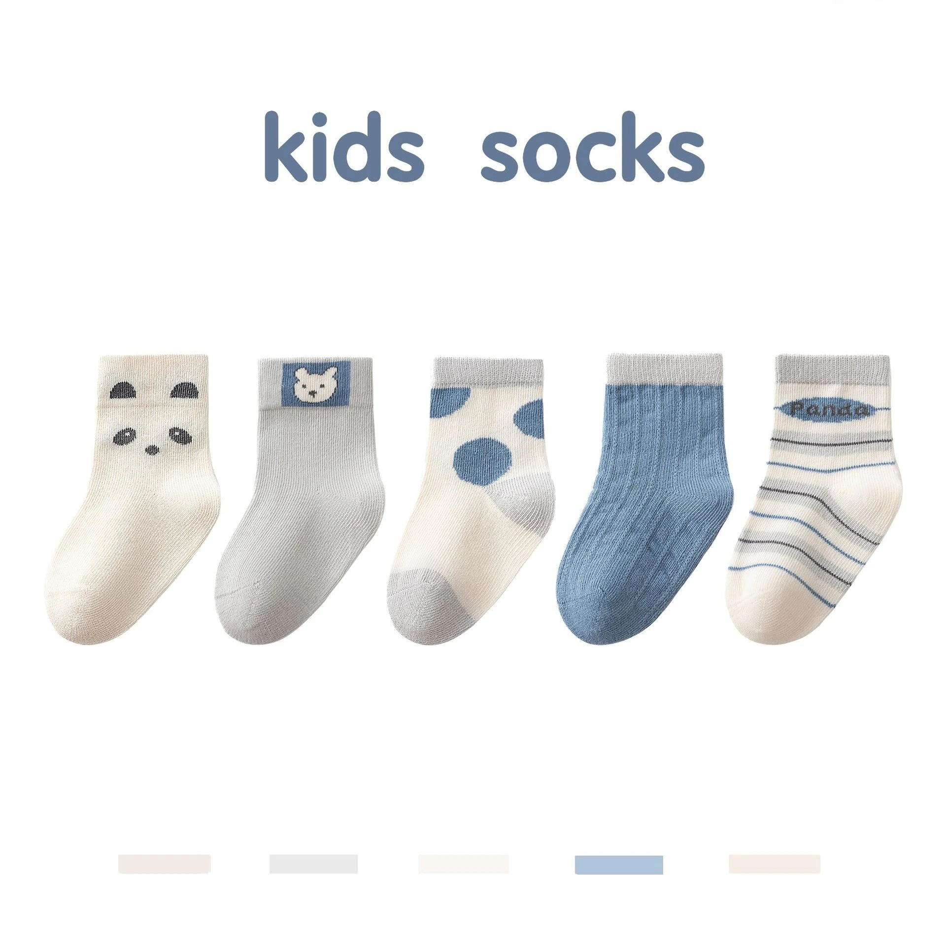 Somenie 5 pares de calcetines unisex para recién nacidos, accesorios de ropa de otoño e invierno, calcetines a media pantorrilla para niños y niñas de 0-1-3-5 años - imagen 2