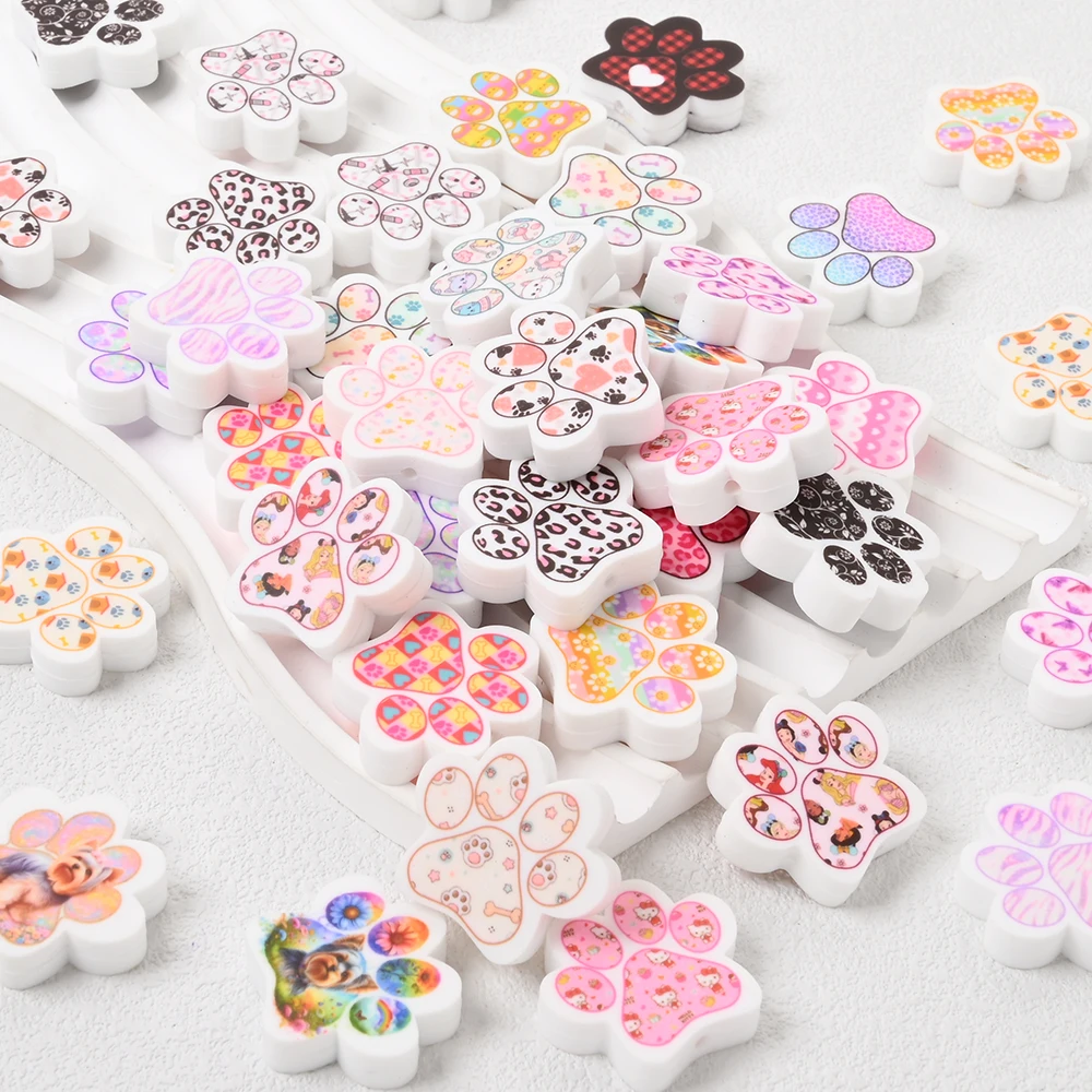 Cuentas de silicona con forma de pata de oso para bebé, cuentas para mordedor de calidad alimentaria, cadenas/Clips para chupete, soporte para muñeco, collar, pulsera, Juguetes, 5 uds.