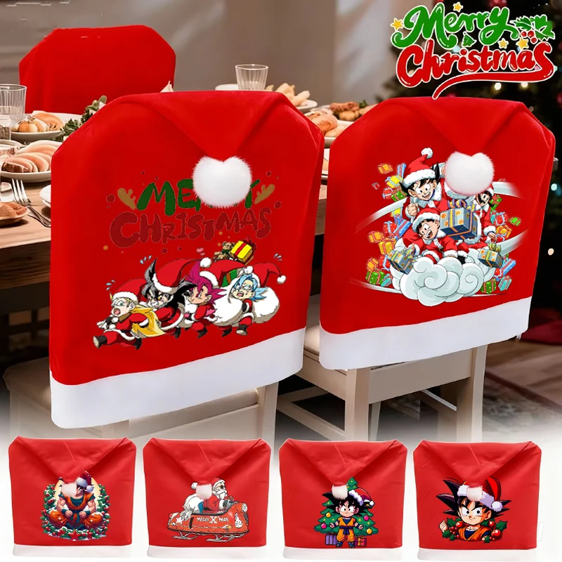 Funda navideña para silla con bola de dragones, decoración de mesa de Navidad, funda protectora para silla de comedor y cocina, decoración del hogar, suministros para fiesta de Navidad