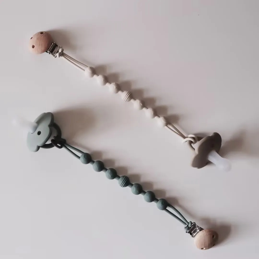 Clips para chupete de cuentas de Color caramelo de silicona suave, cadenas para chupete para recién nacidos, soporte para juguetes, soporte para pezones para bebés, juguete para la dentición, masticar para bebés - imagen 3