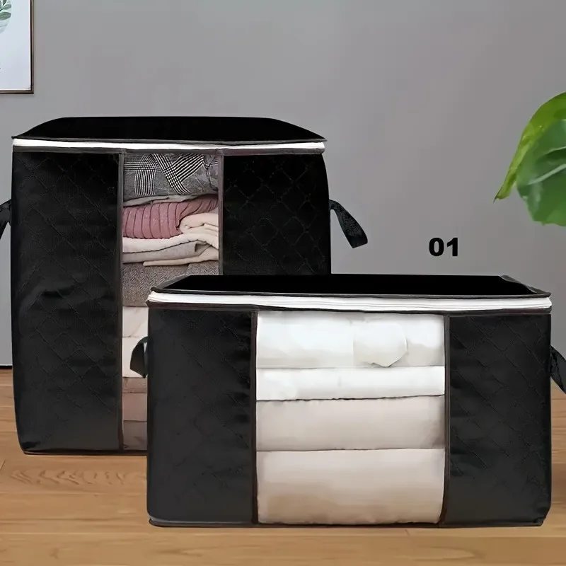 Bolsa de almacenamiento acolchada extragrande de 1 pieza: asas reforzadas! Organizador duradero para ropa, ropa de cama y edredones, ventana transparente