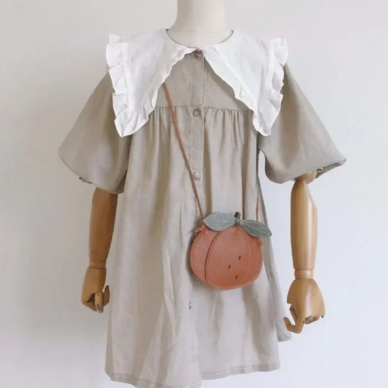 Bolso de hombro creativo de fruta para niñas, bolso cruzado estilo escarabajo de pera y calabaza de dibujos animados para niñas pequeñas, monedero de viaje - imagen 2