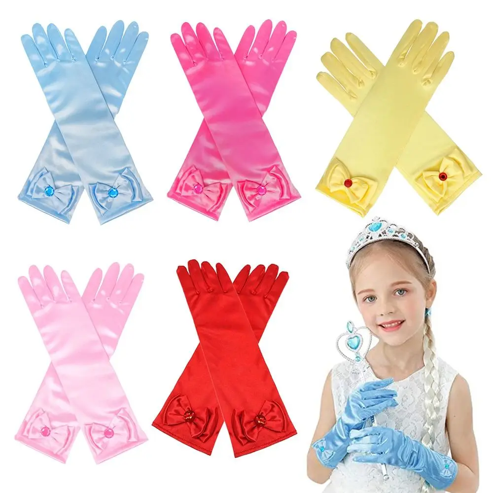 Vestido de novia para niños, guantes de escenario, accesorios para falda, manoplas con dedos completos, guantes largos para niños