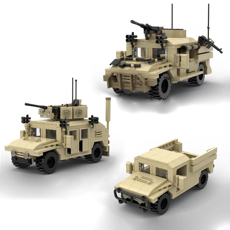 Bloques de construcción MOC para niños, vehículo blindado todoterreno M1114, modelo Hummer de EE. UU., juguete de ladrillo de montaje para niños, M1025, M998