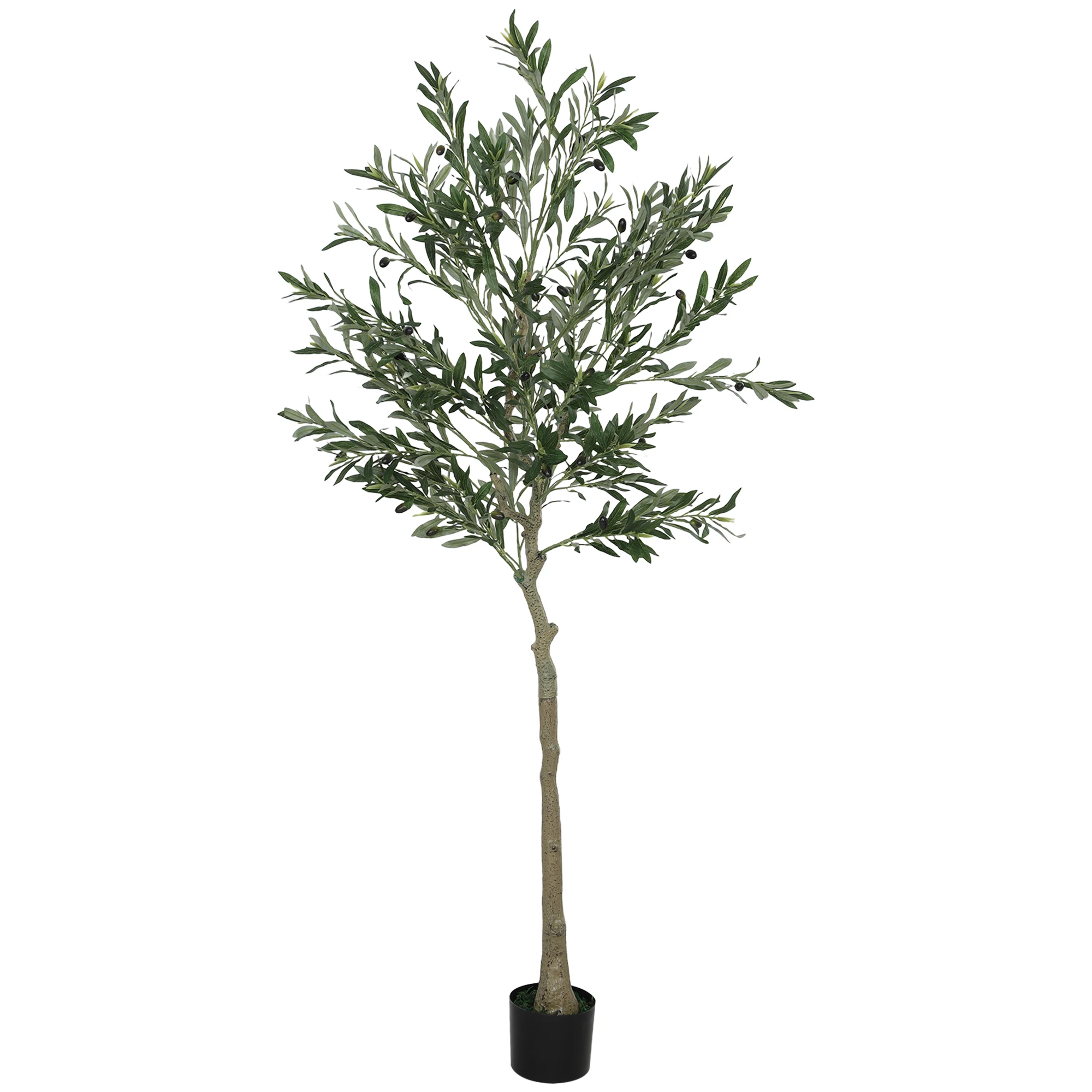 HOMCOM Olivo Artificial 180 cm Planta Artificial Decorativa Grande Árbol Artificial de Interior con 40 Aceitunas Decoración para Hogar Oficina Balcón Dormitorio Verde - imagen 2