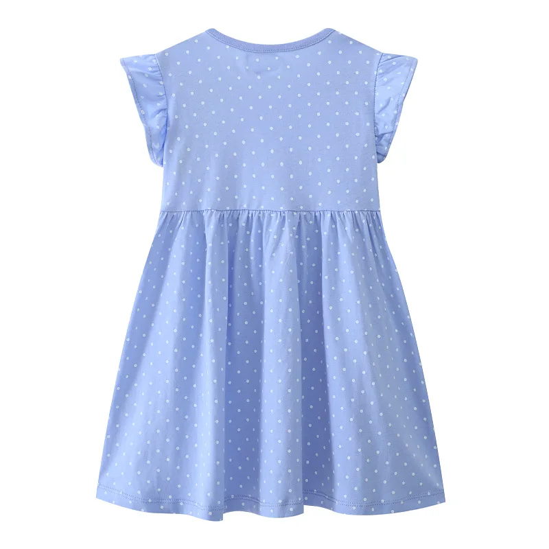 Vestido para niños de 2 a 7 años, vestidos de princesa informales bordados a la moda tejidos de algodón de manga corta para niñas, ropa de verano para niños - imagen 2