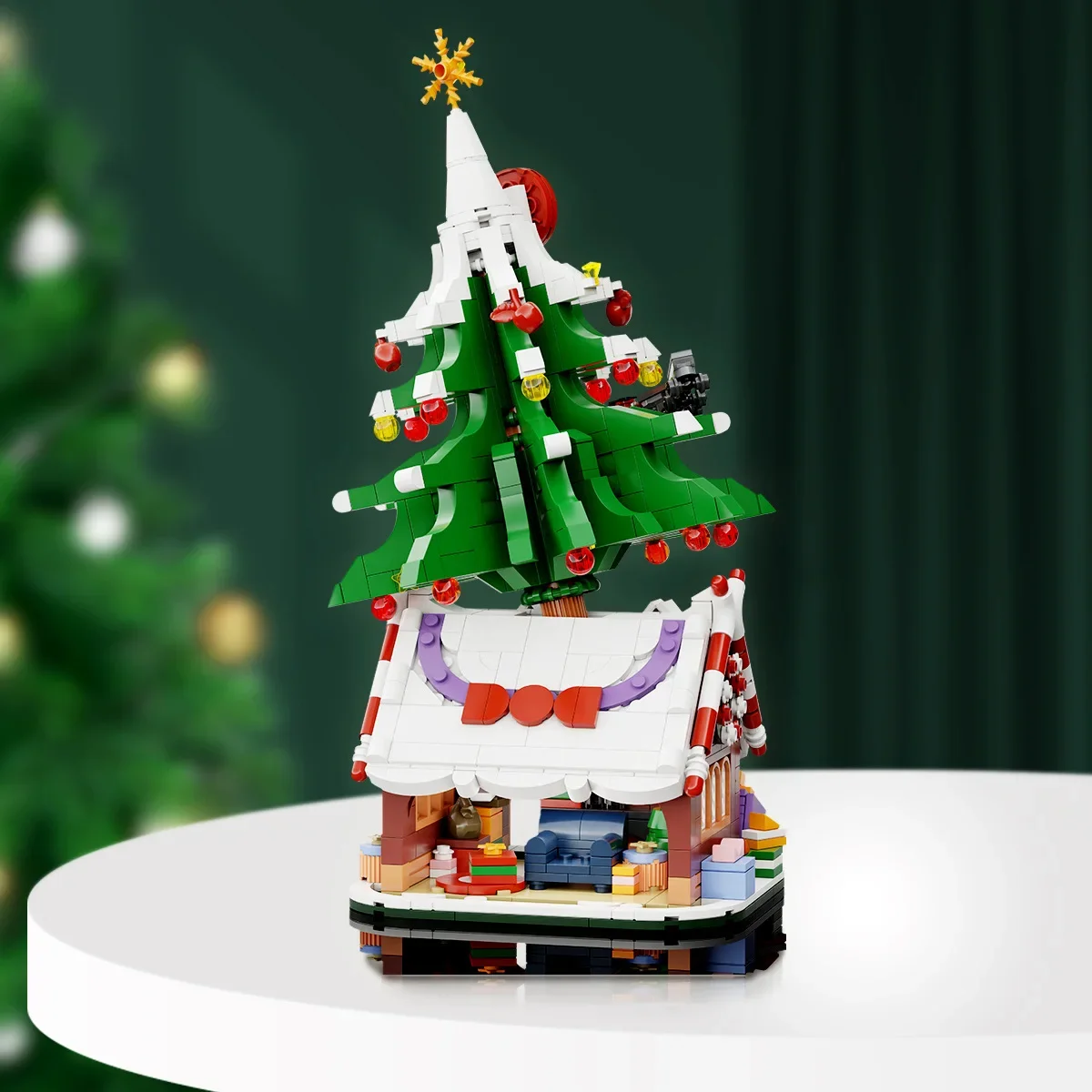 Bloques de construcción de Papá Noel, casa del árbol de Navidad con trineo de renos, regalos de Navidad, juguete de ensamblaje de ladrillos, juguetes para niños para Año Nuevo - imagen 3