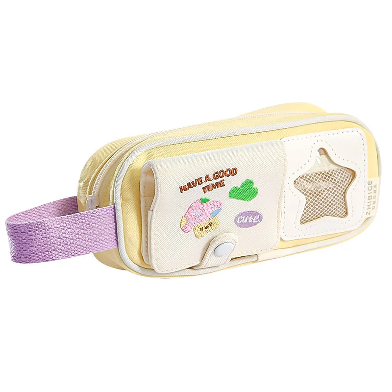 Lindo bolso de tarjeta extraíble, bolsa de lápices, pequeño, fresco, japonés, Ins, papelería de gran capacidad, estuche para lápices, suministros escolares - imagen 4