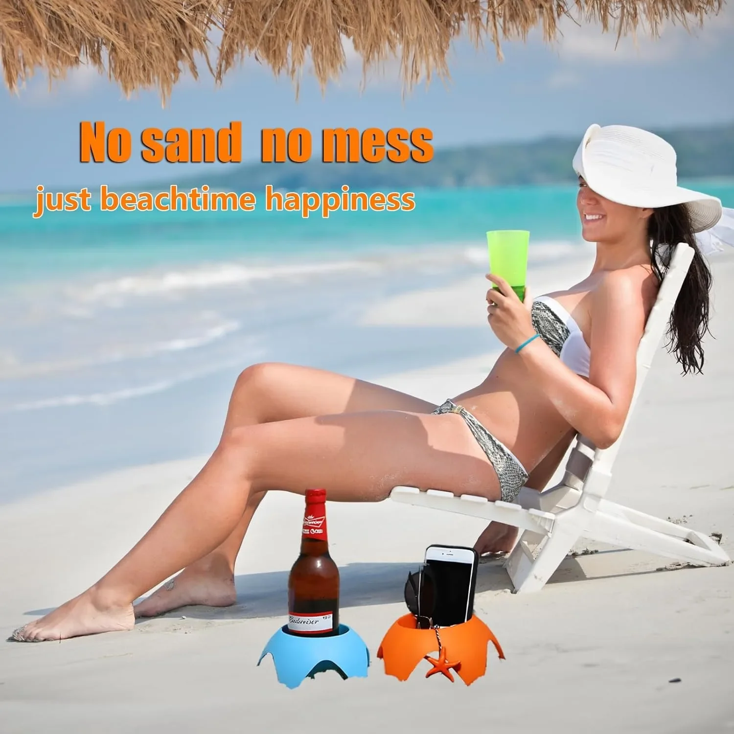 Posavasos de arena para playa, accesorios esenciales para vacaciones, portavasos para bebidas, familia y amigos - imagen 3