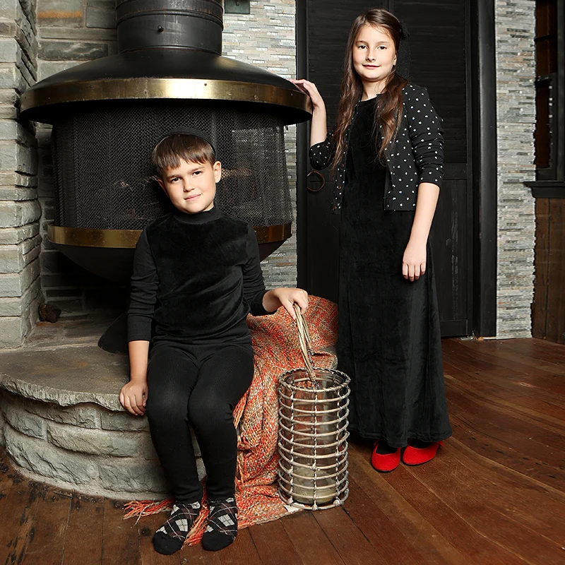 AA-bata acanalada de terciopelo y otoño e invierno para niños y niñas, ropa a juego para la familia, mameluco para bebé, camisón para niña con estampado floral acanalado - imagen 2