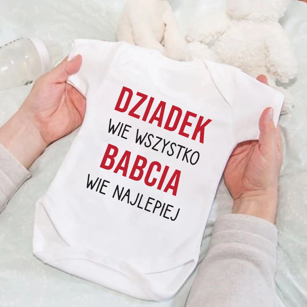 Babcia Wie Wszystko Dziadek Wie Najlepiej, pelele divertido polaco, traje para recién nacido, mono infantil para niños pequeños, regalos para Baby Shower
