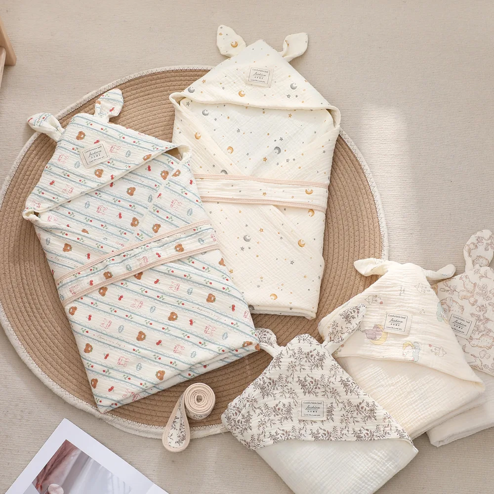 Manta envolvente para recién nacido, envolturas para bebé de Hospital con Orejas de conejo de dibujos animados, envolturas suaves de algodón para recién nacido, primavera y otoño