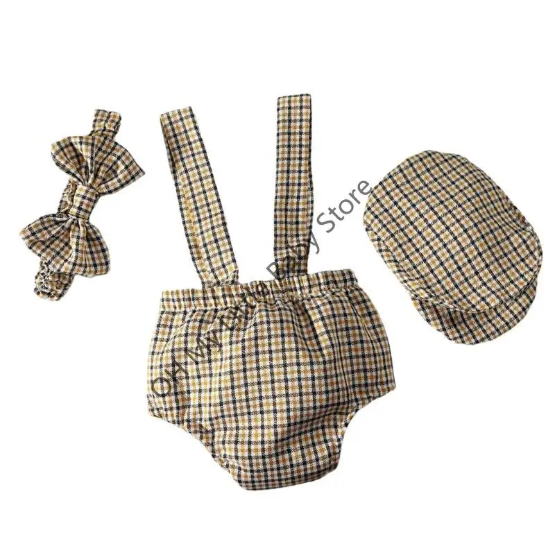 Atuendo celebración los recién nacidos M76C para niños caballeros revisados ​​pantalones con sombrero y bowtie para 0-1 - imagen 2
