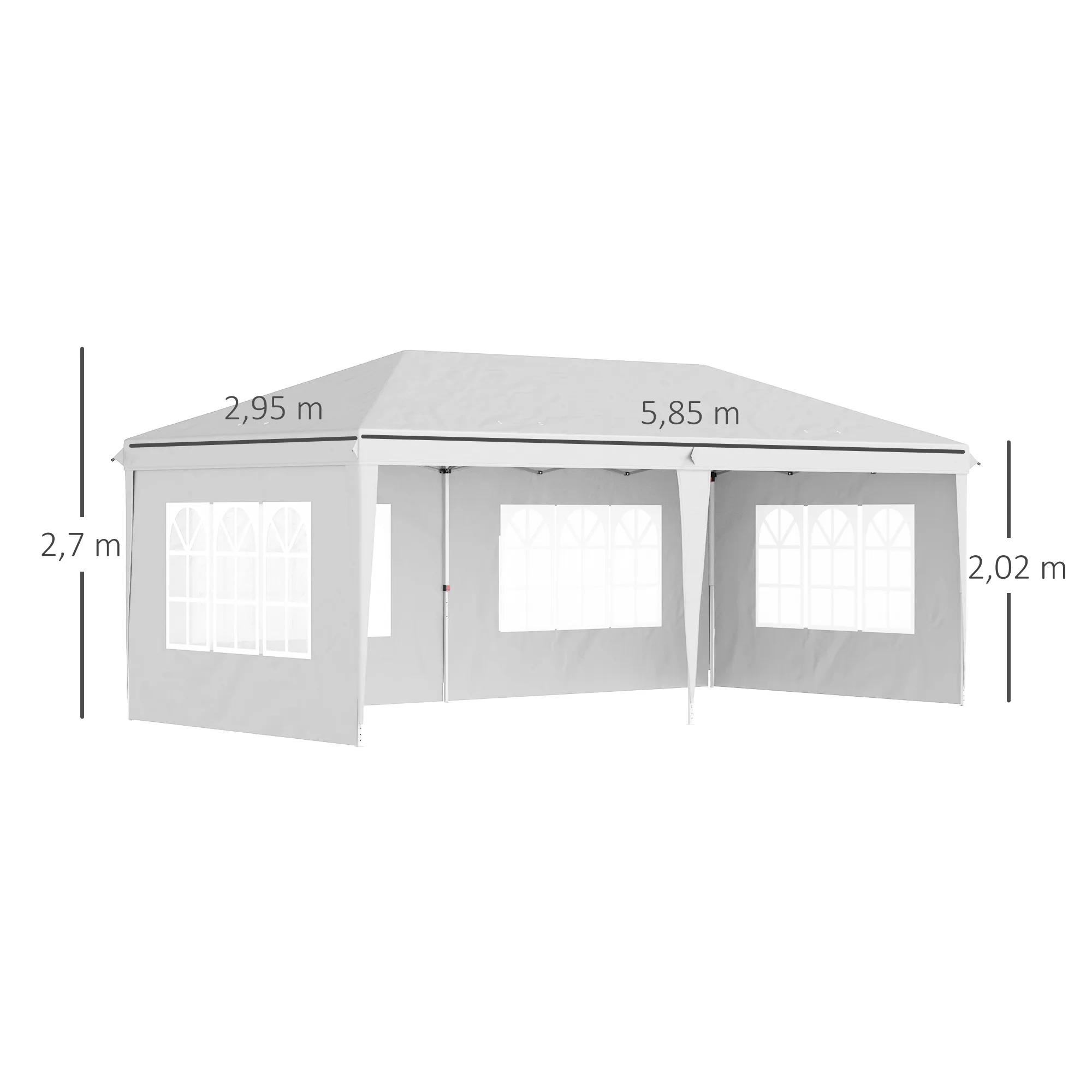 Outsunny Carpa Plegable 6x3 m con 4 Laterales Desmontables Cenador de Jardín con 4 Ventanas Visibles y Bolsa de Transporte para Patio Terraza - imagen 3