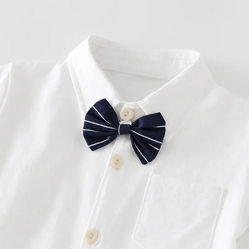 Pelele de manga corta para niños recién nacidos, ropa para niños de verano, mono Triangular 100% de algodón con lazo de 1-3-6-9-12M - imagen 4