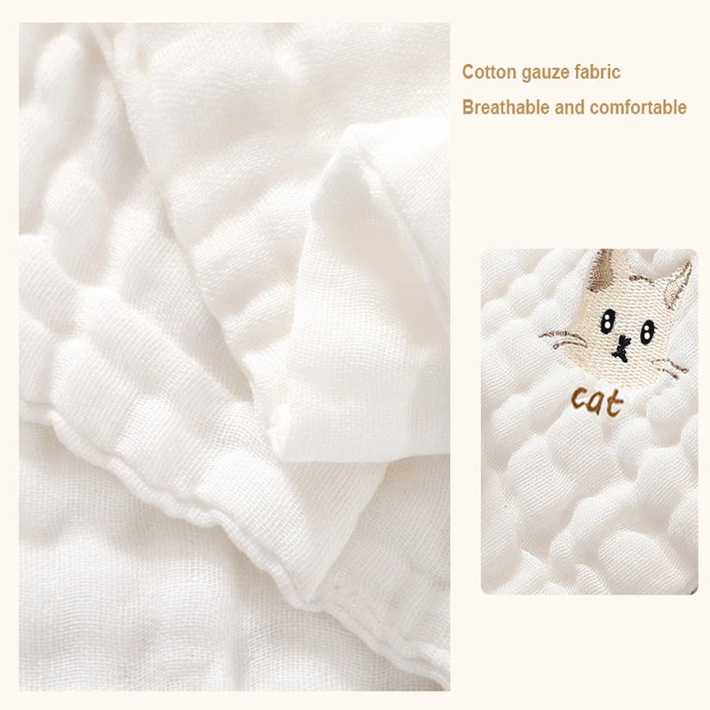 Toalla suave para bebé, paño para eructar, 6 capas de algodón, bonito bordado, toallitas para la cara, babero para recién nacido, pañuelo para niños, 5 uds. - imagen 5