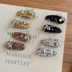 2 uds. Clip para el cabello con forma de gota de agua brillante, lazo con temperamento, Clip de corazón de amor, flequillo para chica dulce y fresca, Clip LATERAL, Accesorios para peinados