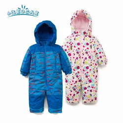 Traje de nieve bebé niña lunares rosas impermeable