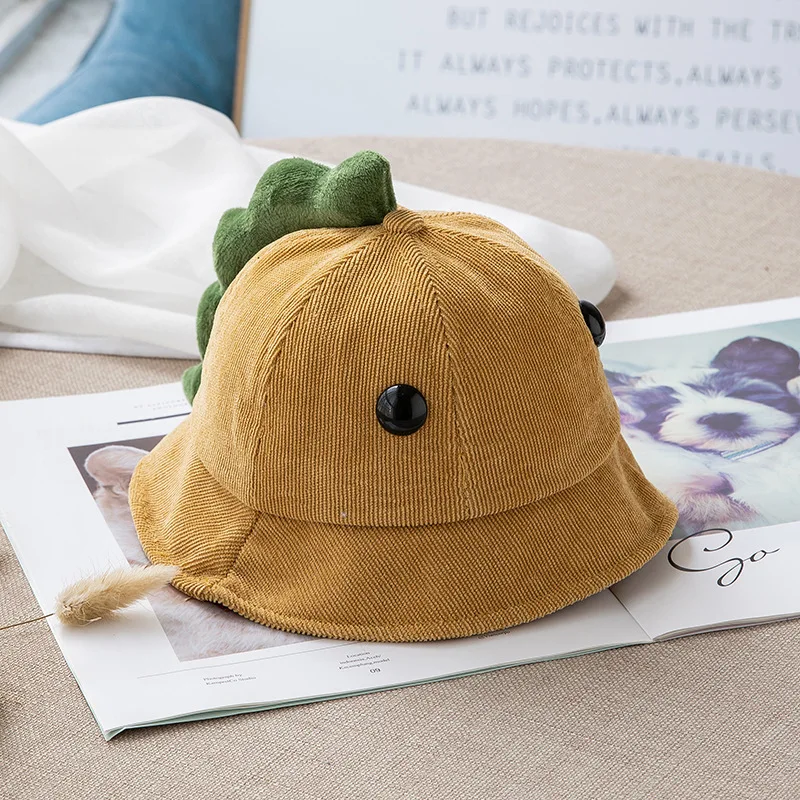 Sombrero de cubo pana niño suave diseño dinosaurio protección sol - imagen 2