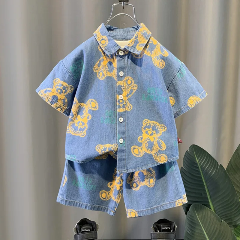 Nueva ropa de verano para niñas, traje para niños, camisa de dibujos animados a la moda, pantalones cortos, 2 unids/set, disfraz informal para niños, chándales para niños - imagen 2