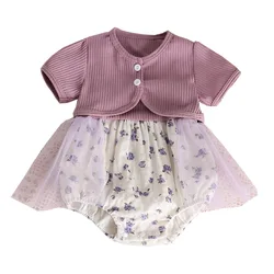 MILANCEL Conjunto de verano para niña: body y camisola de encaje