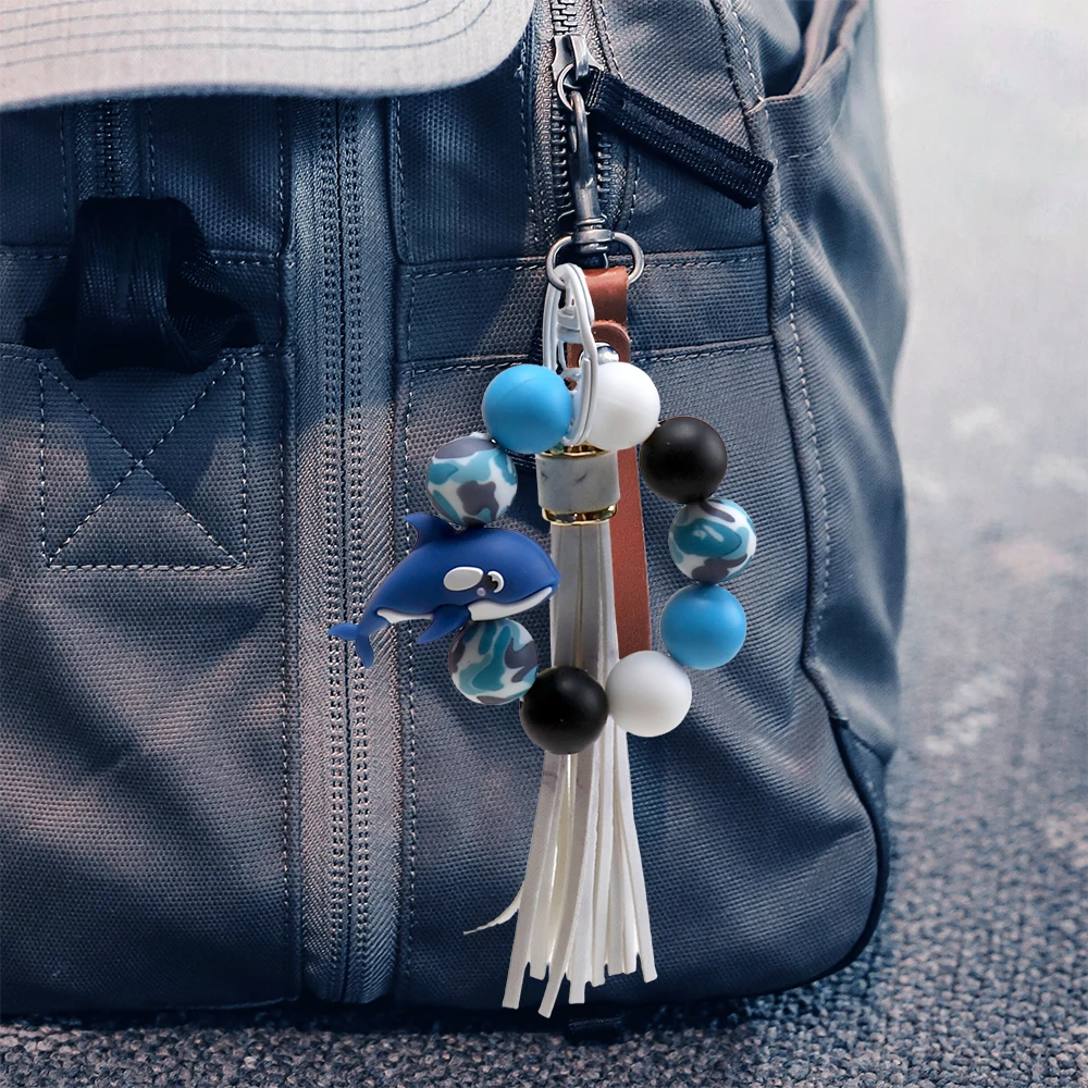 Cuentas de silicona 4 Uds. Cuentas focales de ballena 3D para bolígrafos, cordón para teléfono, llavero, suministros para hacer pulseras con cuentas, dijes para bolsos - imagen 5