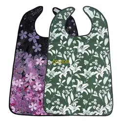 Babero de alimentación reutilizable con estampado elegante, fácil limpieza
