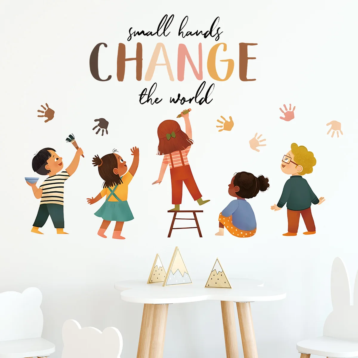 Pegatinas de pared de mano pequeñas con grafiti para habitación de bebé, decoración de fondo de dormitorio para niños, calcomanías de pared autoadhesivas - imagen 3