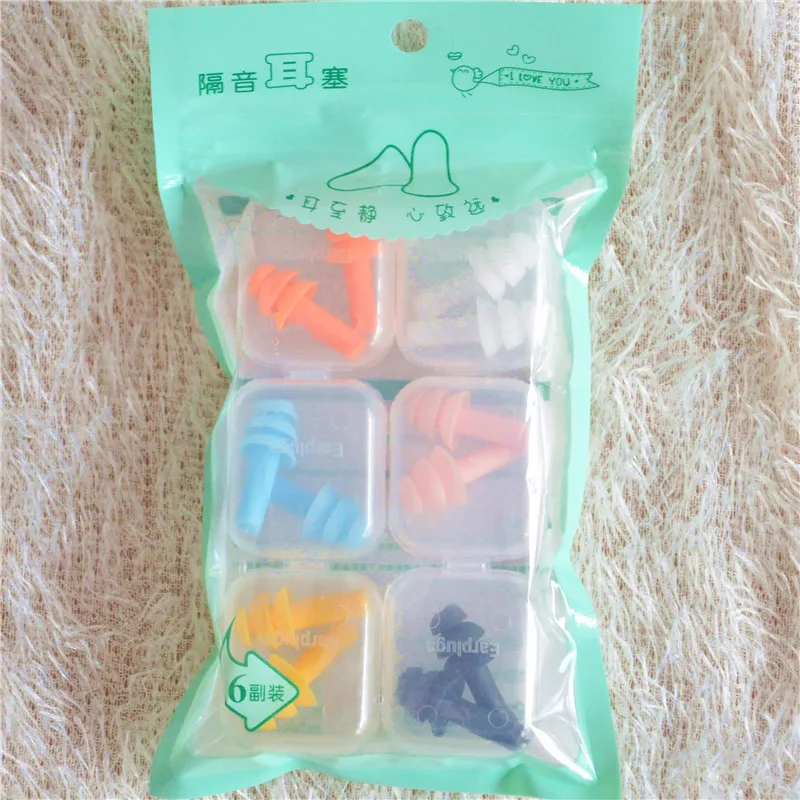 Tapones para los oídos de silicona suave con reducción de ruido, protectores para los oídos de cuerda de PVC, cómodos, para nadar y dormir, empaquetados en caja de 6 piezas - imagen 3