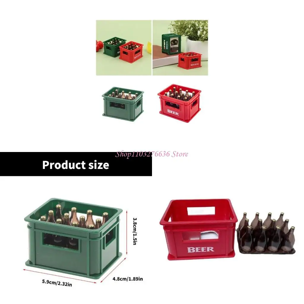 R6FD Maniatura Dollhouses Beer Beer Beer Crate Modelo Figurine para 1/12 Casas muñecas Decoración Props