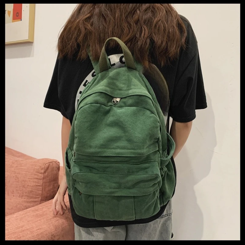 Girl Fabric School Bag New Fashion College Student Vintage Backpack Canvas Female Laptop Bag Travel Kawaii Backpack - imagen 4
