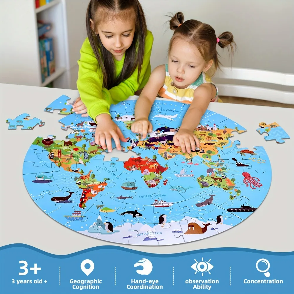 Puzzle infantil del mundo con animales