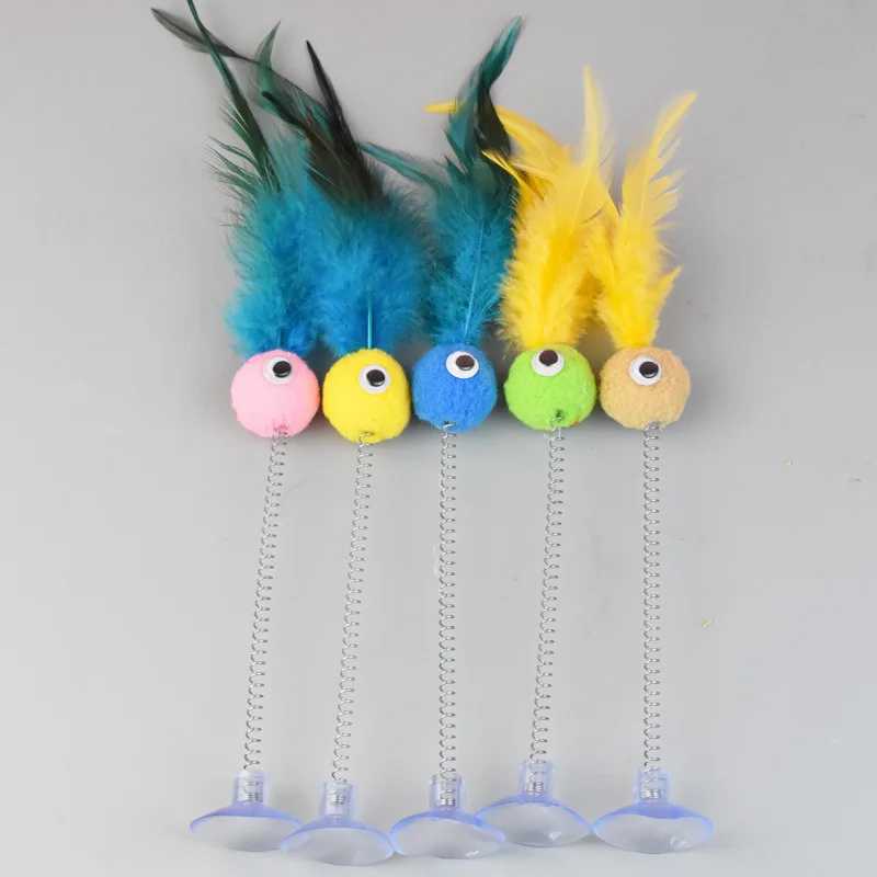 Juego de juguetes para gatos de tela de terciopelo Artificial suave, bola de pelusa, Varita de bola de felpa, palo de cabeza de campana para gatos de interior