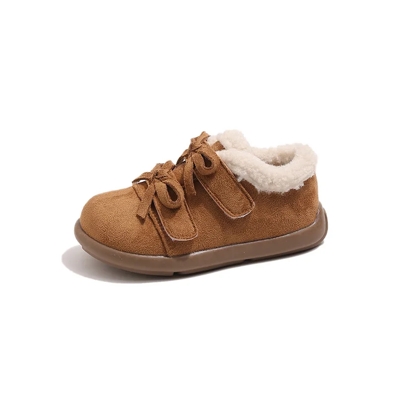 Zapato de invierno para niños 2025, edición coreana, nueva bota individual de fondo plano para niños, bota de felpa antideslizante Retro para niñas, botas de moda para niñas - imagen 5