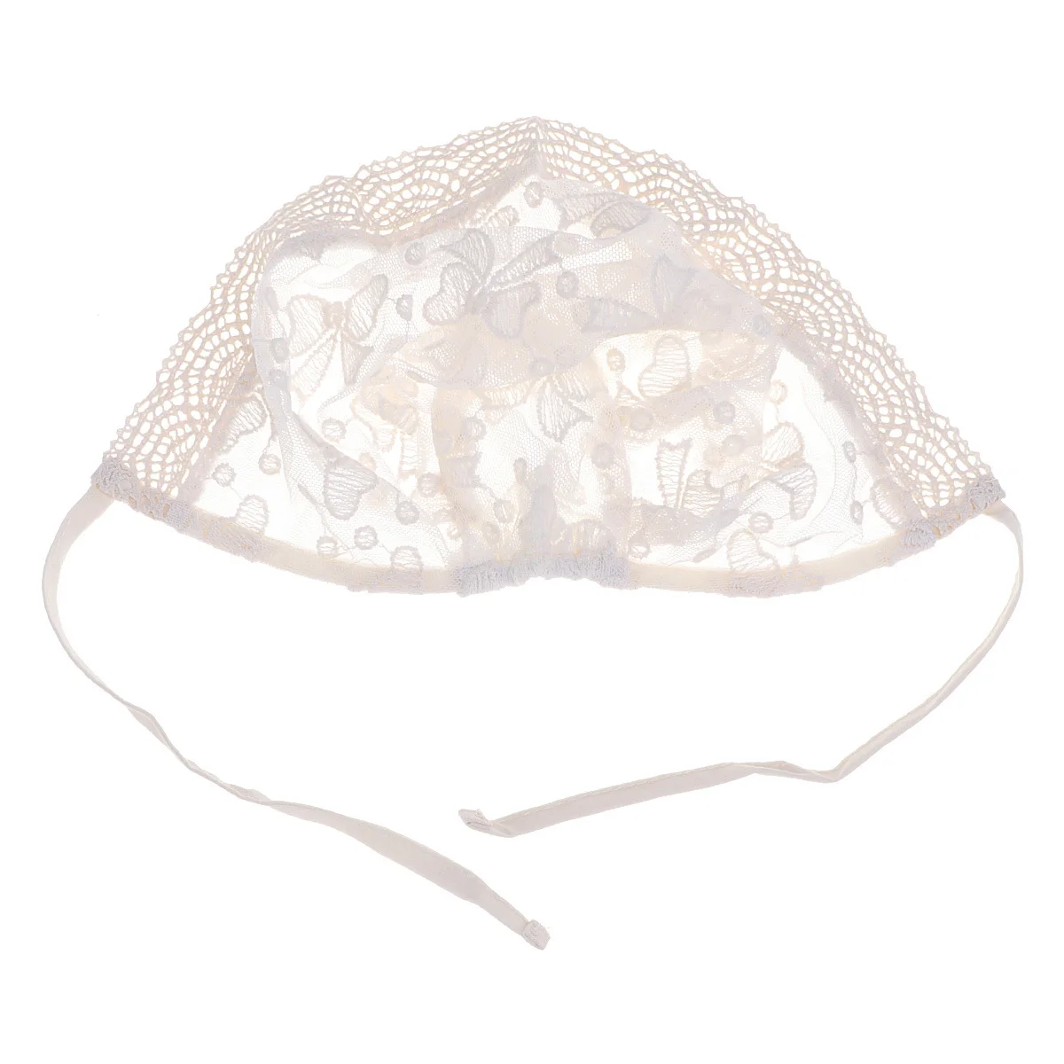 Gorro de encaje para bebé, gorro transpirable de algodón con lazo y lazo, talla infantil M, bonito gorro con decoración floral para bebé - imagen 4