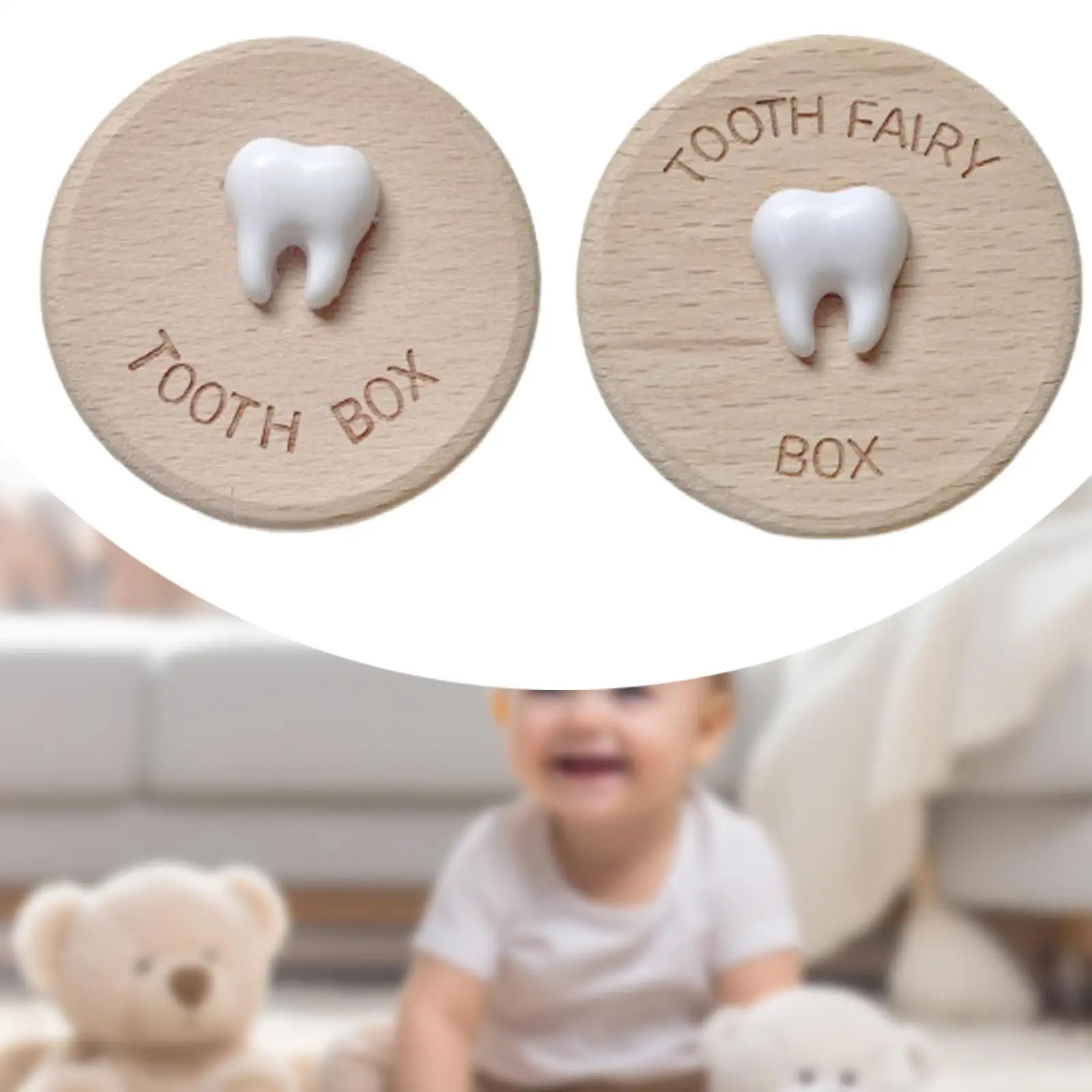 Wooden Tooth Storage Box Portable Lost Tooth Storage Multipurpose Fetal Hair First Collection Memorial Box for Baby Shower Baby