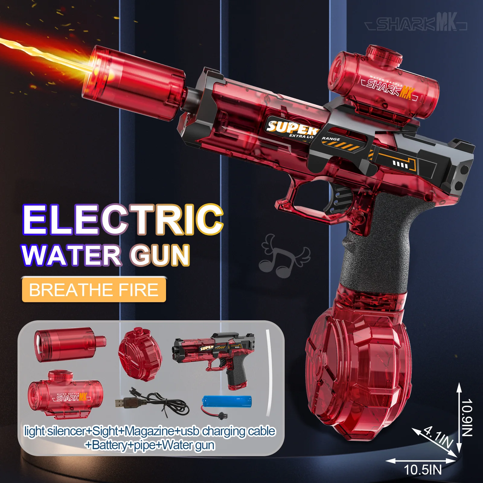 Pistola de agua eléctrica con pulverizadores ligeros, pistola de llama, juguete de tiro, juguete de playa completamente automático para niños, niños, niñas y adultos, regalo - imagen 4