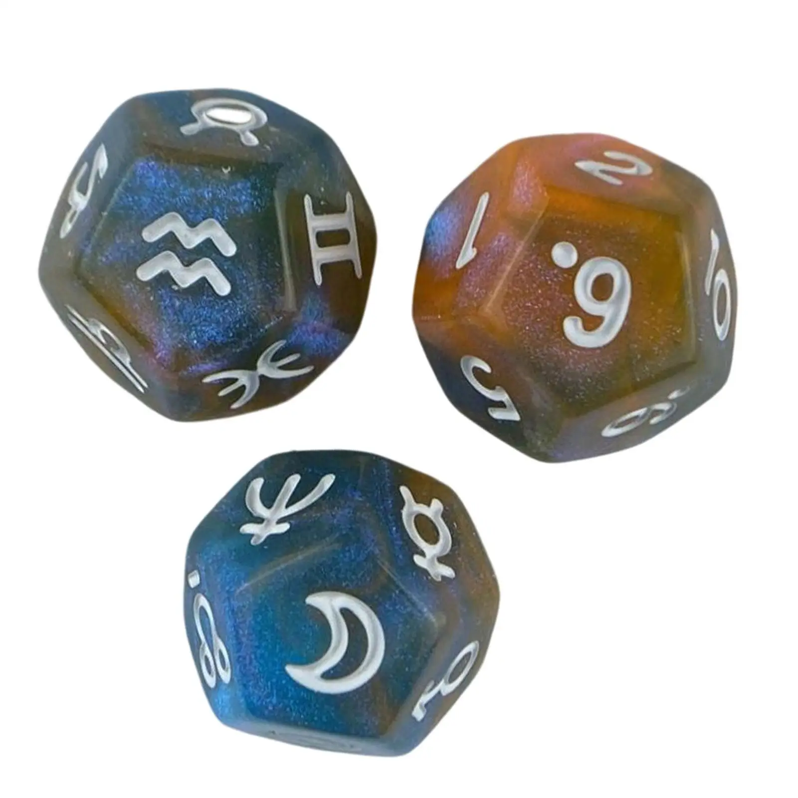 3x Astrological Dice Polyhedral Dice Set Cards Dice Set Party Supplies D12 Dices