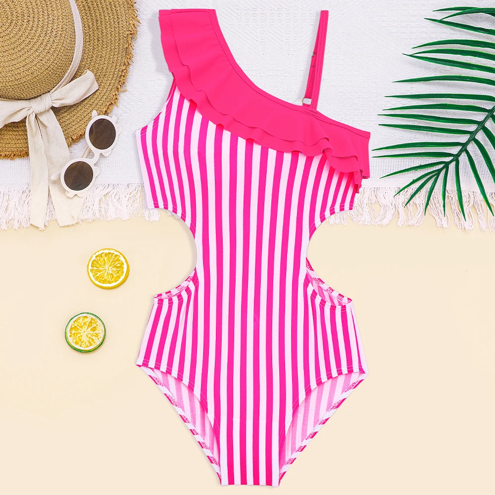 Bañador asimétrico con volantes para niña – Enterizo playero - imagen 5