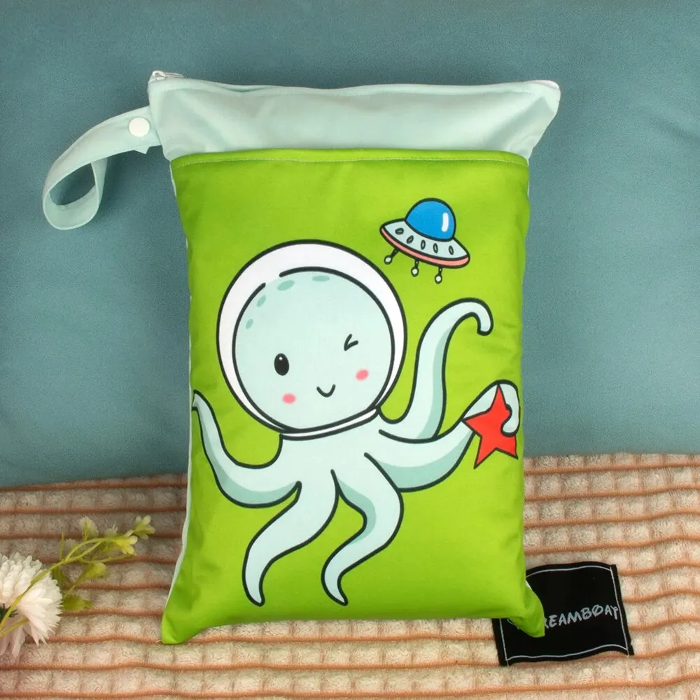 Bolsa de pañales lavable y reutilizable con dos cremalleras, impermeable, con estampado de búho perezoso y mono, 25cm x 35cm - imagen 5