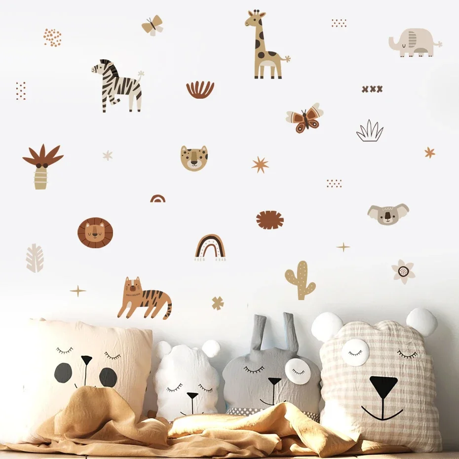 Vinilos decorativos animales África acuarela para habitación infantil - imagen 2