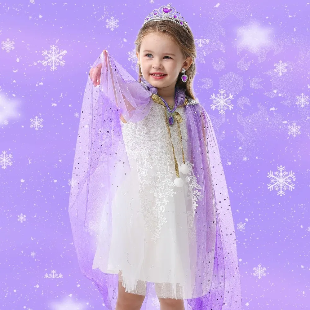 Capa de princesa con varita y corona vestido arcoíris para cumpleaños