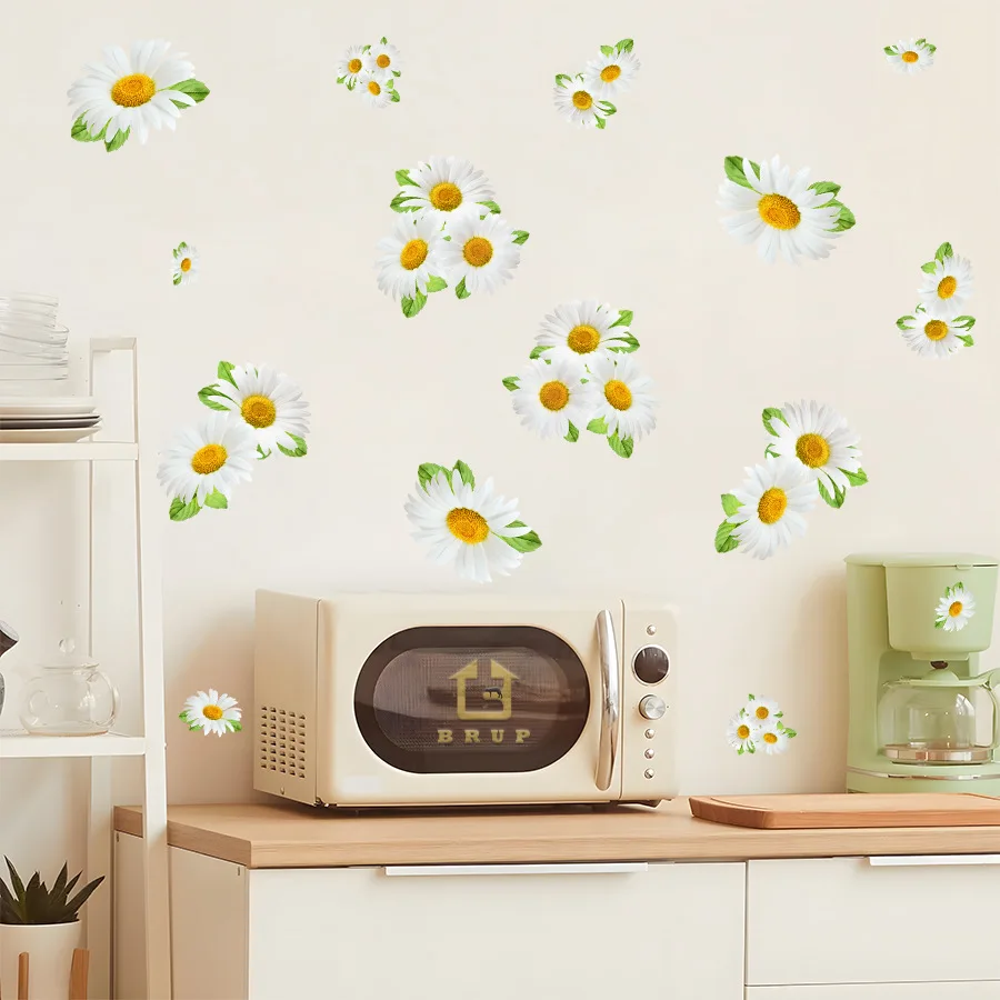 Pegatinas de pared autoadhesivas de margaritas para armarios de cocina, puertas de refrigerador, pegatinas de pared decorativas impermeables y a prueba de humedad - imagen 2