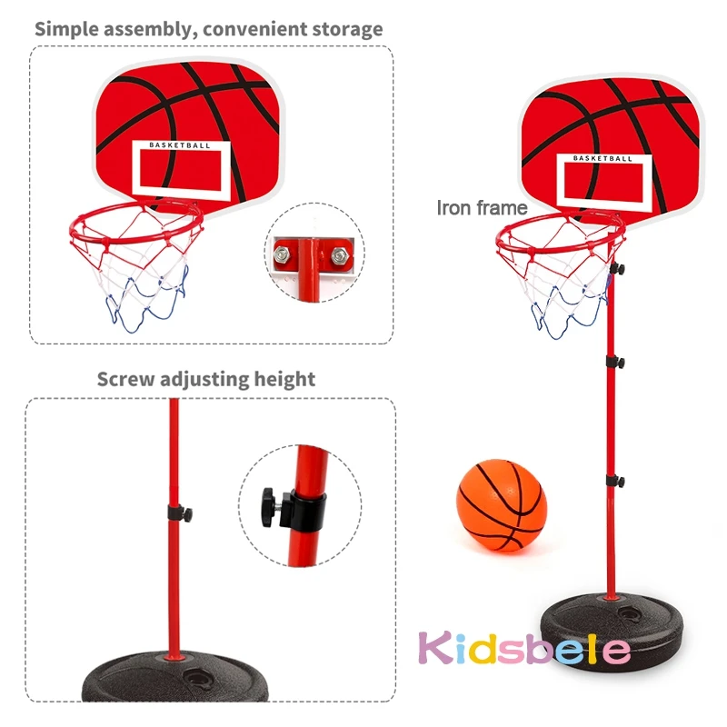 Aro de baloncesto ajustable para niños pequeños, estante de soporte de 63-150CM para niños, pelota interior y exterior para bebés, tablero trasero deportivo, juguete para disparar - imagen 3