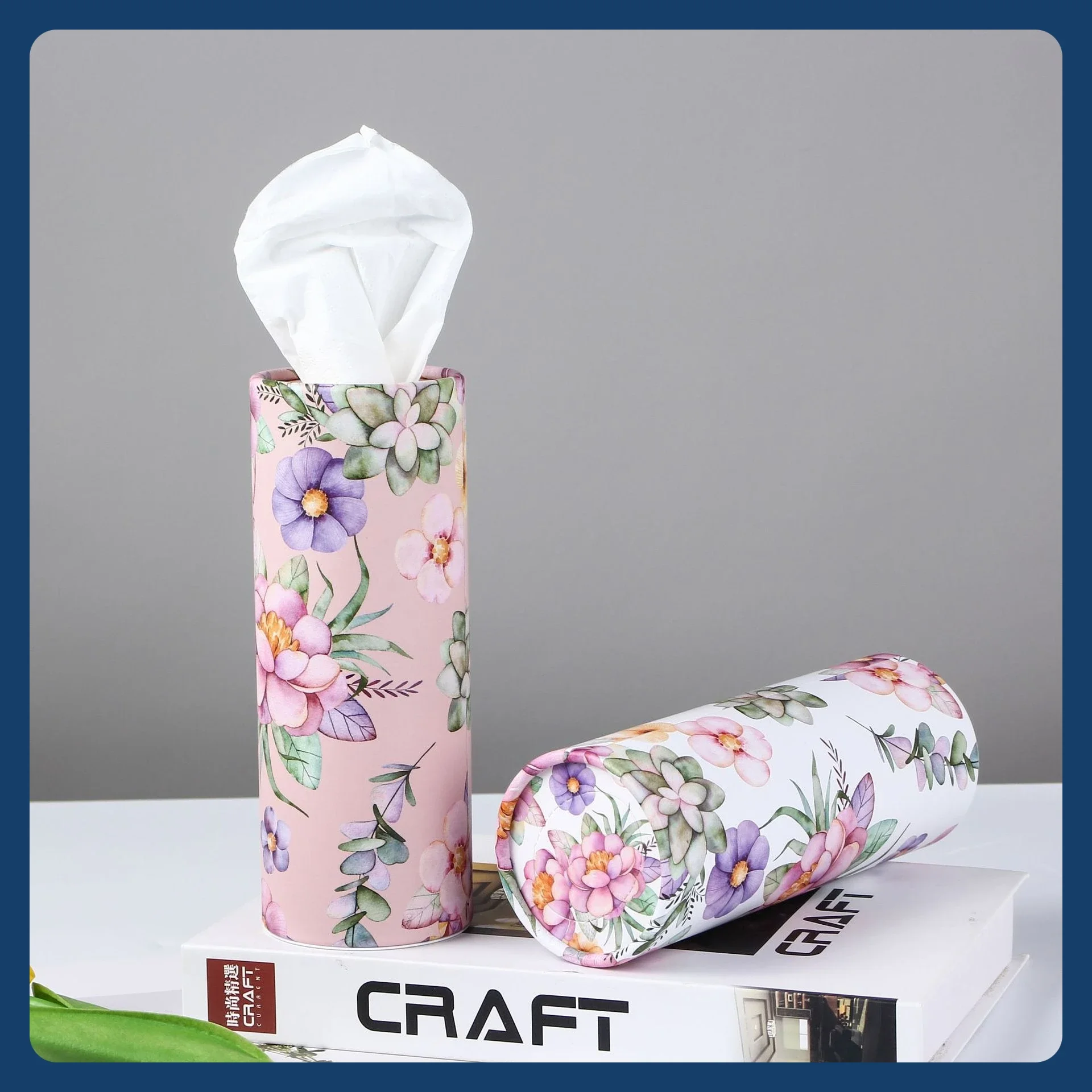 4 rollos de servilletas de tejido cilíndricas con estampado de flores, tubo de pañuelos de papel, tubo de tejido de viaje adecuado para coches y hogares - imagen 3