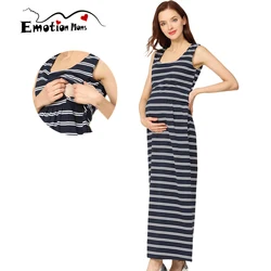 Vestido largo de algodón para maternity – Ideal para Lactancia sin mangas