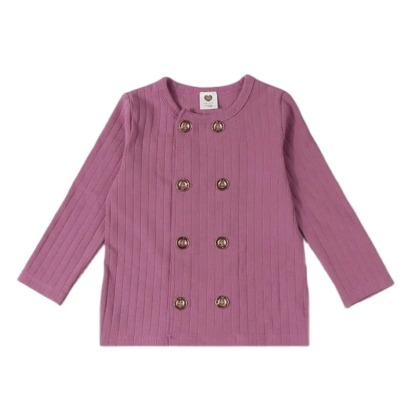 Camiseta manga larga acanalada con botones dorados para niño y niña – Invierno - imagen 2